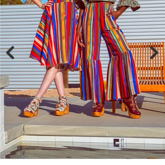 Autumn Adeigbo Red Adina Striped High Rise Flounce Hem Pants Size 4 $650 - Picture 2 of 7